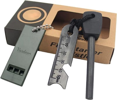 Hoogwaardige Magnesium Firestarter: Luxe Survival Aansteker, Vuurmaker, Flint Staaf, Noodfluitje en Vonkstaaf - Vuursteen en strijker - Vuurstarter - Survival vuurstarter -Ontdek de beste vuurstarters voor avonturiers !