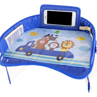 Kinder Reistafel Stoel Schoot Activiteit Half Omringde Organizer met Transparante Tas Zijvak voor gray