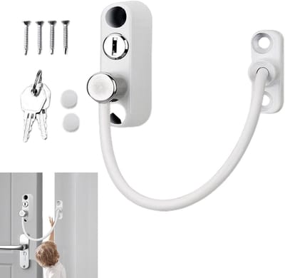 Raambegrenzer - Veiligheidsslot - Kinderbeveiliging - Roestvrij staal - 827 inch - Wit