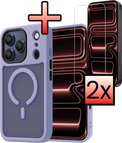 Hoesje - 2 Stuks - Geschikt voor Apple iPhone 17 Pro - Magsafe Compatible - Sterk & Shockproof - Back Cover - Shock Proof Case - Telefoon Hoes - Lila