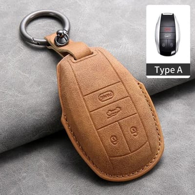 Autosleutelhoes Schaal Fob Voor Bentley Bentayga - 2Ahmv-Yk1 Lederen Autosleutelhoes Cover Voor Bentley Sleutelhanger Accessoires brown