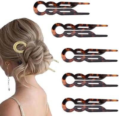 Haarclip - 5 stuks haarspeldjes - Visvormige haarspeldjes - Magische haarspeldjes - U-vormige haarspeldjes - Knotclips - Elegante haarspeldjes voor vrouwen - Franse haarspeldjes - Geschikt voor dagelijks gebruik, Valentijnsdag, bruiloften, feesten