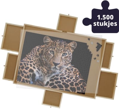 Puzzelplaat voor 1500 Puzzelstukjes met 6 Lades – Puzzelmat met Opbergsysteem -– Puzzelbord van Hout – Puzzeltafel inclusief Afdekplaat - BREND BR-2217