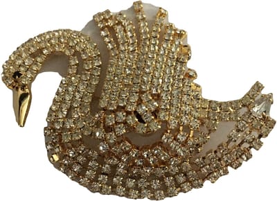 Petra's Sieradenwereld - Broche goudkleurig zwaan met Swarovski steentjes