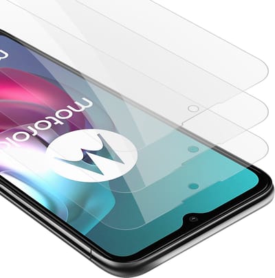 Cadorabo 3x Screenprotector geschikt voor Motorola MOTO G10 / G30 - Beschermende Pantser Film in KRISTALHELDER - Getemperd (Tempered) Display beschermend glas in 9H hardheid met 3D Touch