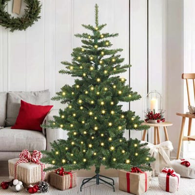 vidaXL - Kunstmatige - Hinged - Kerstboom - Groen - 150 - cm - PVC - en - Staal