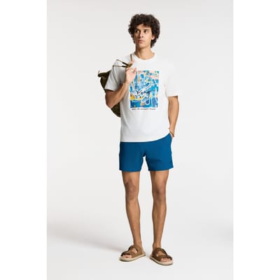 Shiwi Liam Regular T-shirt  Island Block White Maat: M | T-shirts met Print Outlet | Heren | Wit
