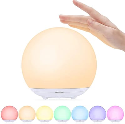 KZQ Touch Control Nachtlampje, Oplaadbare Kinderen Nachtlamp met 7 Kleuren, Dimbaar Draadloos Bedlampje met Timer en Geheugenfunctie, USB C Oplaadbaar, Veilig Baby Nachtlampje