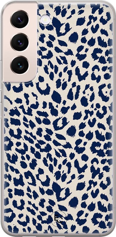 Hoesje geschikt voor Samsung Galaxy S22+ - Luipaard blauw - Soft Case - TPU - Luipaardprint - Blauw - Mooie Telefoonhoesjes