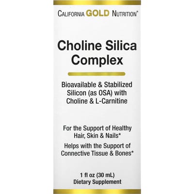 California Gold Nutrition, Choline Silica Complex, Biobeschikbaar Gestabiliseerd Silicium (OSA) Collageen Ondersteuning, 1 fl oz (30 ml)