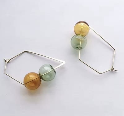 Vibe - Retro -oorbellen - oranje/groen - juweel - oorbel - geschenk - glas - accessoires