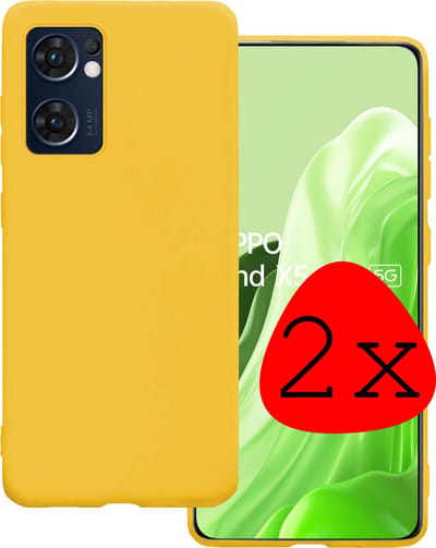 Hoesje 2 Stuks - Geschikt voor OPPO Find X5 Lite - Sterk & Shockproof - Case Siliconen - Back Cover - Telefoon Hoes - Geel
