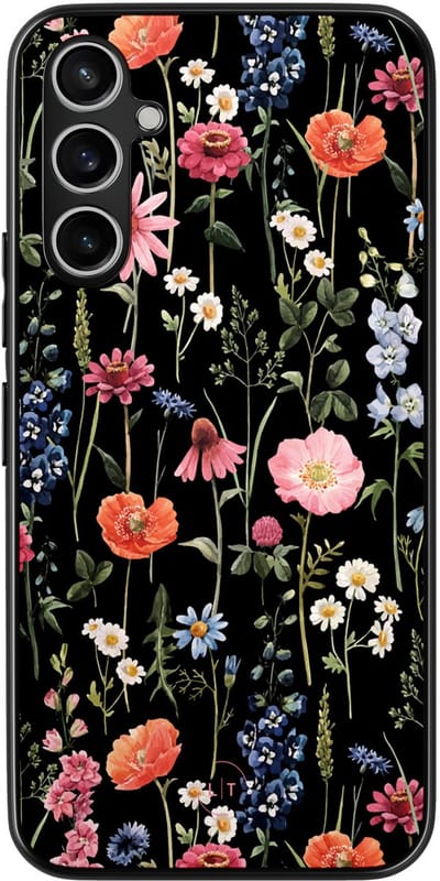 Leuke Telefoonhoesjes - Hoesje geschikt voor Samsung Galaxy A54 - Dark flowers - Backcover zwart - Bloemen - Multi