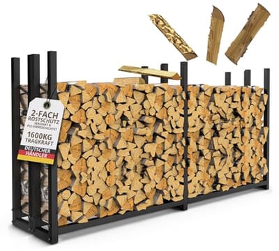 Robuuste brandhoutrekken voor buiten - met afdekzeil en weerbestendig ontwerp - 223 × 115 x 25 cm