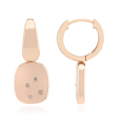 Cavill - Zilveren oorbellen rosé verguld - 925 Sterling Zilver - 4 I1 Argyle Rose de France diamanten 0,088 ct - Modern design ronde briljant - 27 mm