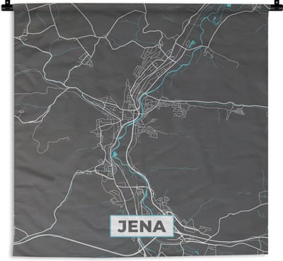 Wandkleed - Wanddoek - Plattegrond – Jena – Blauw – Stadskaart – Kaart - Duitsland - 180x180 cm - Wandtapijt