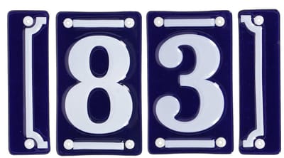 Best for Boots huisnummer 83 met sierrand - Oudhollands - emaille - blauw/wit