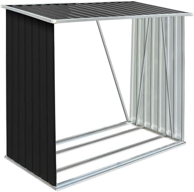 Houtopslag Schuur - Tuindeur Buiten - Brandhout Opslag - Verhoogde Bodem - 163 x 83 x 154 cm - Antraciet