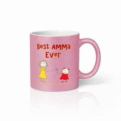Best Amma Ever Mok - Volledig Roze Keramische Beker - Kleurrijk Cadeau voor Moeder - Koffie en Thee