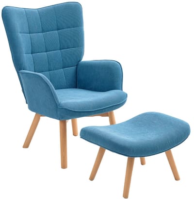 Relaxfauteuil met Voetenbank - Fauteuil - Moderne Relaxstoel - tot 150 kg - Relaxstoel - Ligstoel - TV Stoel - Loungestoel - Leesstoel - Corduroy-look - Blauw