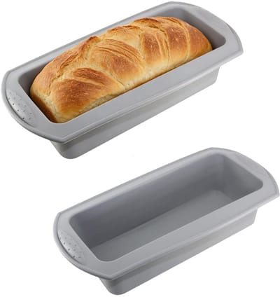 Dailygoods - 2 stuks siliconen bakvorm, rechthoekige siliconen vorm, geschikt voor het maken van vierkant brood (grijs)