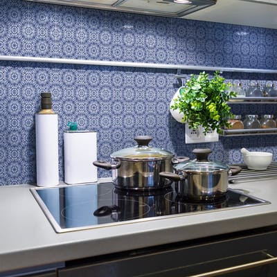 Zelfklevende tegelmuurstickers voor keuken en badkamer - 30 cementtegelstickers, Azulejos Luisa Design - 30 stickers, 15x15cm