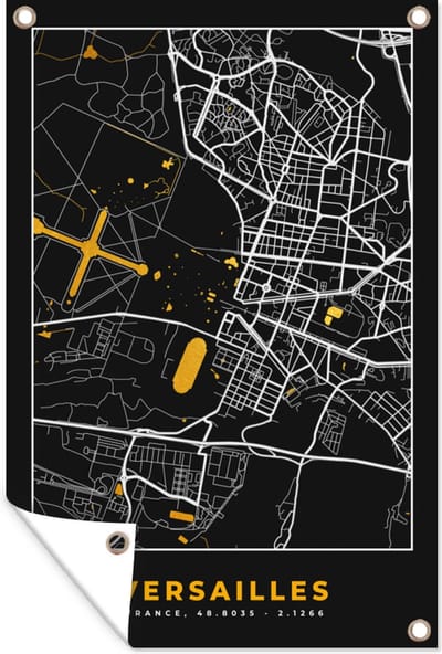 Muurdecoratie Plattegrond – Kaart – Stadskaart – Frankrijk – Versailles - 120x180 cm - Tuinposter - Tuindoek