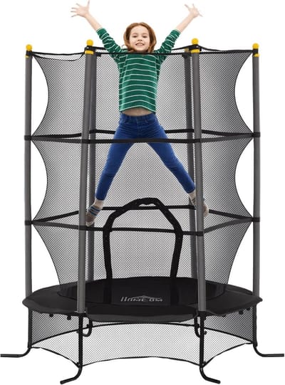 Kindertrampoline Ø 1,63 m - veiligheidsnet, ritsdeur, 6 gevoerde palen, geschikt vanaf 3 jaar