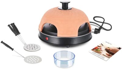 Pizzaoven voor Mini-Pizza's - Handgemaakte Terracotta Kleikap voor 4 Personen