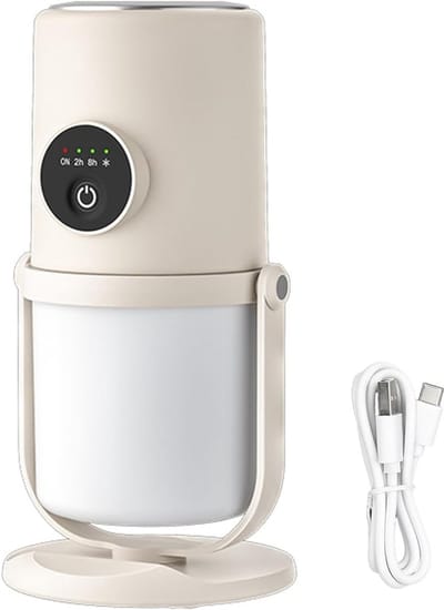 Draagbare mini-luchtbevochtiger - 300 ml koele mistbevochtiger - Met standaard - Stille USB-bureauluchtbevochtiger - 2 sproeistanden - Gebroken wit - Geschikt voor babykamers, reizen, kantoren en huizen