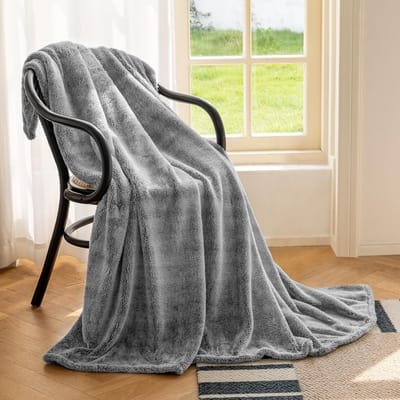 Extra Grote Fleece Deken 220x240 cm Zacht Flanel Deken voor Bank en Bed - Oeko-Tex Gecertificeerd Grijs