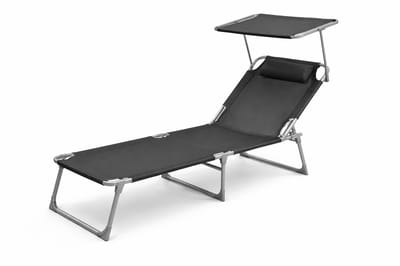 House of Balance Ligbed - Verstelbaar- Opvouwbaar - Met zonnescherm voor gezicht - Ligstoel - Zonnebed tuin - 193 × 53 × 29 cm