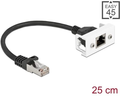 Delock Network Extension Cable for Easy 45 Module S/FTP RJ45 plug to RJ45 jack Cat.6A 25 cm black