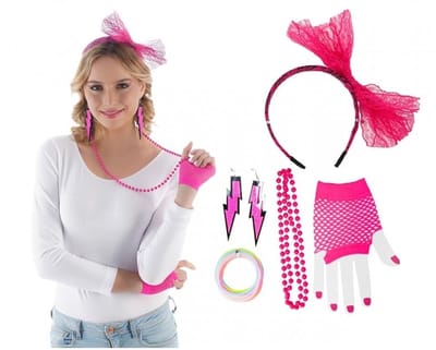 80's Set 5-Delig Neon Roze