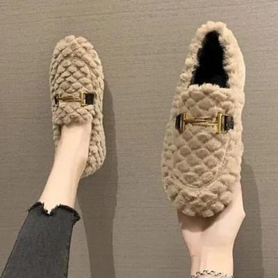 Damesschoenen Dames Herfst en Winter Buitenkleding Fluwelen Katoenen Schoenen Platte Bodem Honderd Neem Koreaanse Versie van Een Voet Stijgbeugels Bonen Schoenen Dames 36