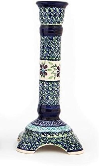 Keramieken Kandelaar - Kaarsenstandaard Tafel - Sfeervol Huis - Handgemaakt Decoratie - Ø13.5 cm H 24 cm - Decor DU121