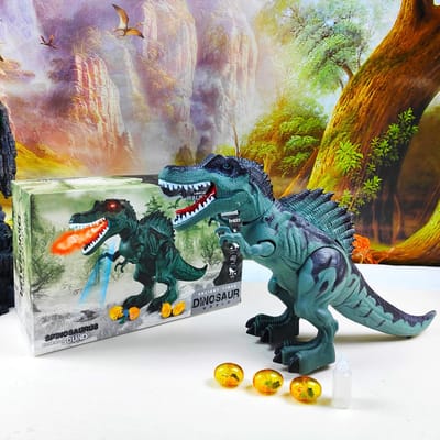 Elektrische Lopende Dinosaurus Robot Speelgoed Met LED Lichten En Geluiden Spuitfunctie Mechanisch Model Voor Kinderen Verjaardagscadeaus blue