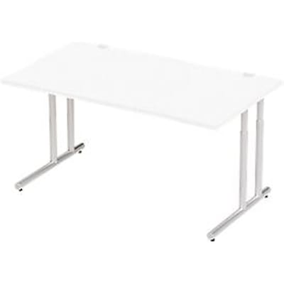 Schäfer Shop Select Desk COMBITEC, rechthoekig, C-poot, B 1600 x D 800 x H 677-817 mm, wit/wit aluminium