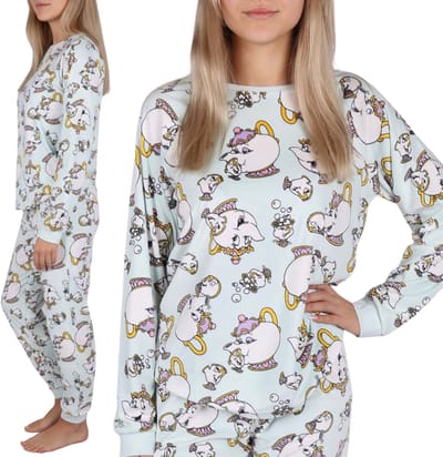 DISNEY Beauty and the Beast Tweedelige damespyjama, lange broek, lange mouw