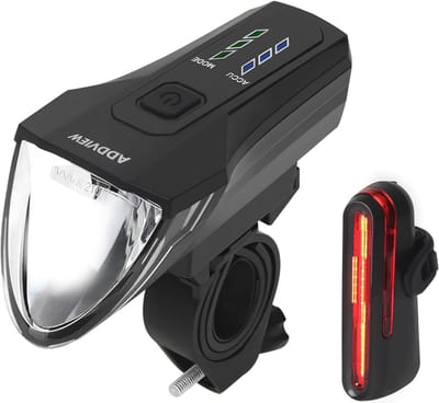 Fietsverlichtingsset met 70 Lux LED Voorlicht en Achterlicht - StVZO Goedgekeurd, USB-C Oplaadbaar, Waterdicht, Auto-Modus