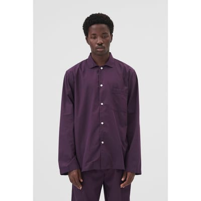 Tekla Unisex Poplin, Pyjamas Shirt Damson Maat: XXS | Nachtmode Outlet | Unisex | Paars