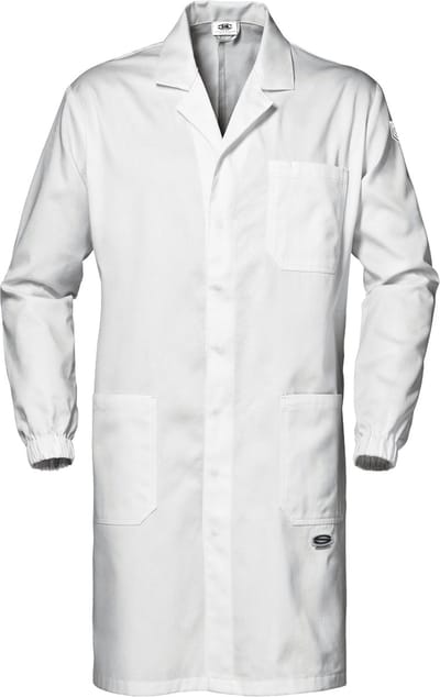 SIR SAFETY SYMBOL MENS Stof Werkjas HEREN Veiligheidsjas Wit - Metaaldetecteerbare Sluiting - Katoen Twill - Elastische Manchetten