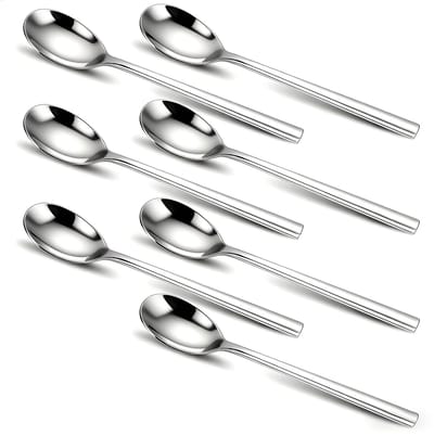 Set van 7 RVS Koffielepels - Lange Theelepels, Dessertlepels en IJslepels van 18/8 Staal, 17.5 cm