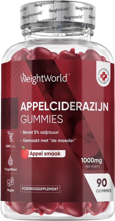 WeightWorld Appelazijn gummies - 1000 mg - Gemaakt met de Moeder - 90 Vegan Apple Cider Vinegar gummies
