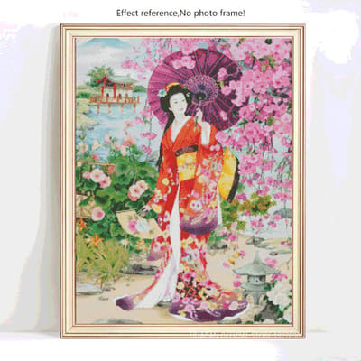 Peinture au Diamant avec Pierres Rondes Portrait Décoration de Maison Broderie Diamant Image Complète 20X30 pink