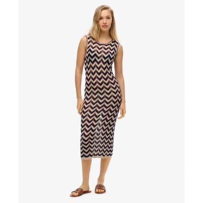 Superdry - Gebreide midi-jurk met zigzagmotief - Dames - Jurken