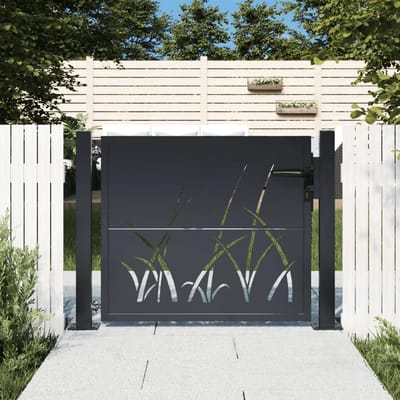 Enkele Tuindeur Antraciet met Grasmaai Design - Stevige Stalen Hekpoort 105x80 cm