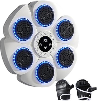 Boksmachine Muziek - Slimme Trainer - Thuis Fitness - Draadloos Ontwerp - 40cm Diameter - Wit