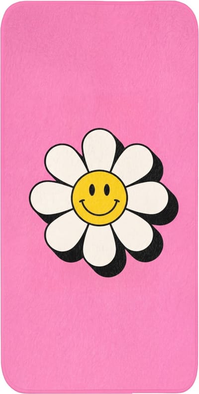 WC mat 60x120 cm - Antislip - Smiley - Bloem - Roze - Toiletmat - Vloermat - Douchemat - Toilet tapijt - Toiletmatten