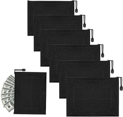 Sofa bag DIN A5 met 6 zip wallets, documententas voor bankbiljetten en documenten, zwart, 24 x 18 cm, ideaal voor organisatie en reizen